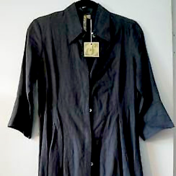 A Black Linen Fit with Flare Dress Size L - Picture 2 of 5